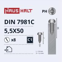 Savisriegis Haushalt DIN7981C, 5.5 mm x 50 mm, 8 vnt.
