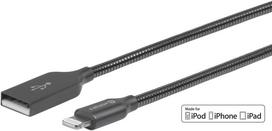Laidas Estuff, USB 2.0 Type A/Apple Lightning, 150 cm, pilka sp.