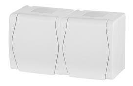 Dvivietis kištukinis lizdas Elektro-Plast Hermes 2 1025-00, su įžeminimu, IP44, balta sp.
