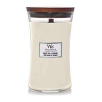 Žvakė, aromatinė WoodWick White Tea&Jasmine, 120 h, 609.5 g, Balta sp.