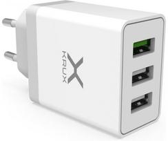 Adapteris Krux Charger With 3 USB, Europlug/3 x USB, balta sp., 30 W