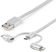 Laidas StarTech, Lightning/Micro USB/USB/USB Type-C, 100 cm, balta sp.