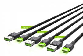 Kabelis Green Cell GC Ray USB 2.0 male, USB Type-C male, 2 m, juoda sp.