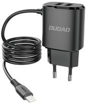 Telefono įkroviklis Dudao A2ProL, Lightning/USB Type A/2 x USB, juoda sp., 12 W