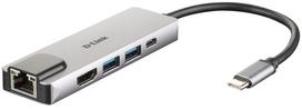 USB šakotuvas D-Link 5-Port USB Hub DUB-M520 USB-C, HDMI, 0.17 m, sidabro sp./juoda sp.