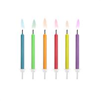 Gimtadienio žvakutė Party&Deco Colored Flame, įvairių spalvų, 6 vnt.
