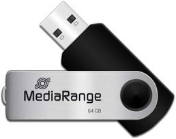 USB atmintinė MediaRange MR912, sidabro sp./juoda sp., 64GB