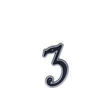 Durų numeris "3" Haushalt NP15080C, 13.1 cm x 7.8 cm, plastikas, juoda sp./matinio sidabro sp.