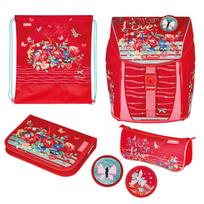 Mokyklinė kuprinė Herlitz FiloLight Plus Vintage Love, raudona sp., 22 cm x 32 cm x 38 cm
