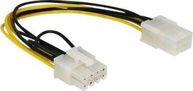 Tinklo kabelis Delock 83775 8-Pin-PCIe female, 6-Pin-PCIe male, 0.2 m, juoda sp./geltona sp.