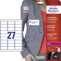 Lipdukas Avery Zweckform Self Adhesive Name Badges L4784-20, 2.96 cm x 6.35 cm, balta sp.