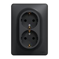 Dvivietis kištukinis lizdas Schneider Electric Sedna Design SDD314221, su įžeminimu, antracito sp.