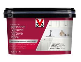 Emaliniai dažai, baldams/dažytų paviršių defektams šalinti V33 Renovation Perfection Kitchen, satino, 2 l, medvilnės sp.