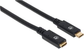 Kabelis IC Intracom USB-C male - USB female 355681 USB-C male, USB-C female, 1 m, juoda sp.