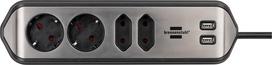 Buitinis ilgintuvas Brennenstuhl, 3 x 1,5 mm², 2 m, 4 lizdų, 2USB