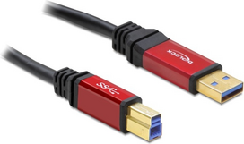 Laidas Delock 82759, USB/USB 2.0 type B, 500 cm, juoda sp./raudona sp.