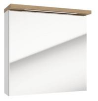Pakabinama vonios spintelė su veidrodžiu Deftrans Stilla E60 LED, ąžuolo sp./balta sp., 20 cm x 60 cm x 60 cm