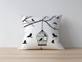 Dekoratyvinės pagalvėlės užvalkalas Mioli Decor 1081, balta sp./juoda sp., 43 cm x 43 cm
