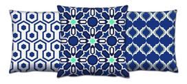 Dekoratyvinė pagalvėlė Mioli Decor Set, balta sp./mėlyna sp./turkio sp., 43 cm x 43 cm, 3 vnt.