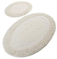 Vonios kilimėlių rinkinys Foutastic Piante Oval 359CHL1651, balta sp./smėlio sp., 100 cm x 60 cm