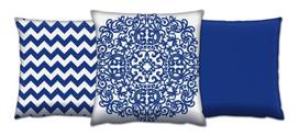 Dekoratyvinė pagalvėlė Mioli Decor Set, mėlyna sp./balta sp., 43 cm x 43 cm, 3 vnt.