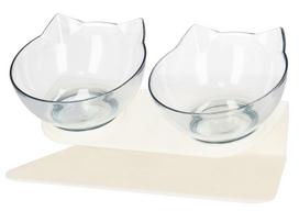 Stovas su dubenėliais šuniui Springos Cat Bowl, 1 l, 27.5 cm x 13 cm x 15 cm, skaidri sp./balta sp.