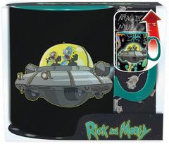 Puodelis ABYstyle Rick And Morty Spaceship Heat Change, juoda sp./žalia sp., 460 ml