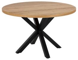Stalas Heaven Round, ąžuolo sp./juoda sp., 120 cm x 120 cm x 76.4 cm