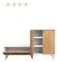 Batų spintelė Kalune Design Fijel, ąžuolo sp./balta sp., 30 cm x 120 cm x 76 cm