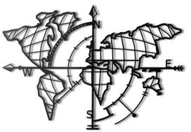 Sienos dekoracija Wallity World Map Compass, 95 cm x 65 cm