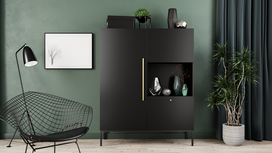 Vitrina Lanzzi SF-LAN-B-WIT120, juoda sp., 40 cm x 120 cm x 150 cm