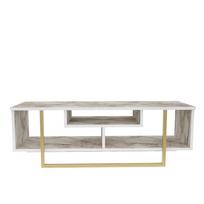 TV staliukas Kalune Design Asal 120, ruda sp./aukso sp./balta sp., 35.2 cm x 120 cm x 40.2 cm