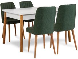 Valgomojo komplektas Kalune Design Santiago 1070 - 1 AB, balta sp./žalia sp./pušies sp.