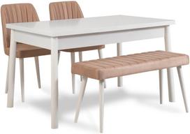 Valgomojo komplektas Kalune Design Costa 0900 - 3 B, balta sp./rožinė sp.