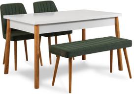 Valgomojo komplektas Kalune Design Costa 1070 - 3 AB, balta sp./žalia sp./pušies sp.
