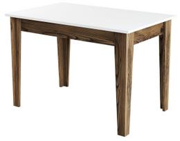 Virtuvinis stalas Kalune Design Kiev 505, balta sp./riešuto sp./ruda sp., 72 cm x 110 cm x 75 cm