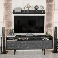 TV staliukas Kalune Design Ola, juoda sp., 160 cm x 35 cm x 64.5 cm