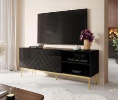 TV staliukas Cama Meble Abeto, aukso sp./juoda sp., 150 cm x 42 cm x 60 cm