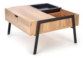 Kavos staliukas Podium, juoda sp./medžio sp., 80 cm x 85 cm x 43 - 64 cm