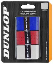 Padelop raketės apvija DUNLOP TOUR DRY overgrip, mėlyna sp./balta sp./raudona sp., 3 vnt.