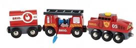 Žaislinis traukinys Brio World Rescue Firefighting Train 33542, raudona sp.