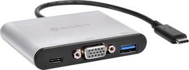 Adapteris SilverStone USB-C - VGA/USB/USB-C SST-EP06C USB-C male, VGA/USB/USB-C female, pilka sp.