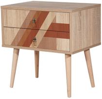 Naktinis staliukas Kalune Design City Flow, medžio sp./ruda sp., 61 cm x 60 cm x 40 cm