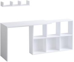 Rašomasis stalas su lentyna Kalune Design Jack, 74 cm x 45 cm, 145 cm, balta sp.