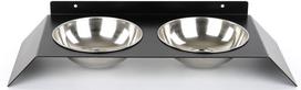 Stovas su dubenėliais šuniui Kalune Design Pet Food Bowl PET018, 50 cm x 20 cm x 6 cm, juoda sp./chromo sp.