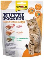 Maisto papildai, vitaminai katėms Gimborn Nutri Pockets Malt & Vitamin Mix, jautiena/lašiša/katžolė, 0.15 kg