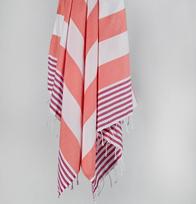 Paplūdimio rankšluostis Foutastic Sultan 192DCH1559, balta sp./oranžinė sp./purpurinė (magenta) sp., 180 cm x 100 cm