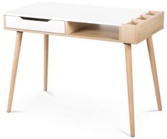 Rašomasis stalas su stalčiais LittleSky Sofie, 110 cm x 55 cm, 78 cm, balta sp./buko sp.
