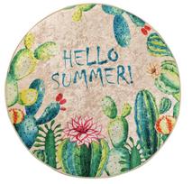 Vonios grindų kilimėlis Foutastic Hello Summer 359CHL4251, mėlyna sp./smėlio sp./žalia sp., 140 cm x 140 cm, Ø 140 cm