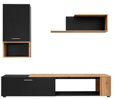 Sekcija ASM Maze II, ąžuolo sp./juoda sp., 200 cm x 40 cm x 170 cm